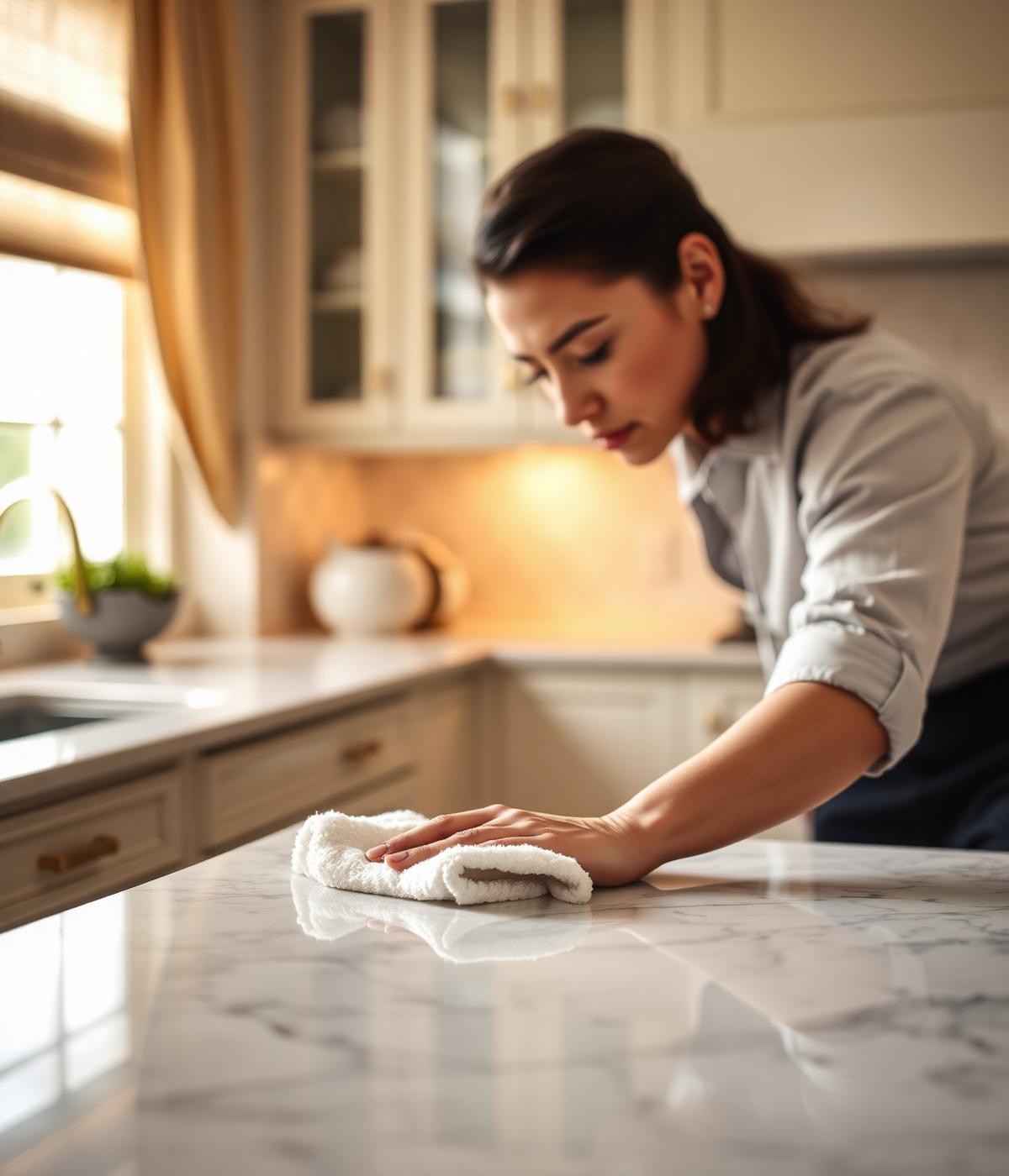 Detail polishing a marble surface