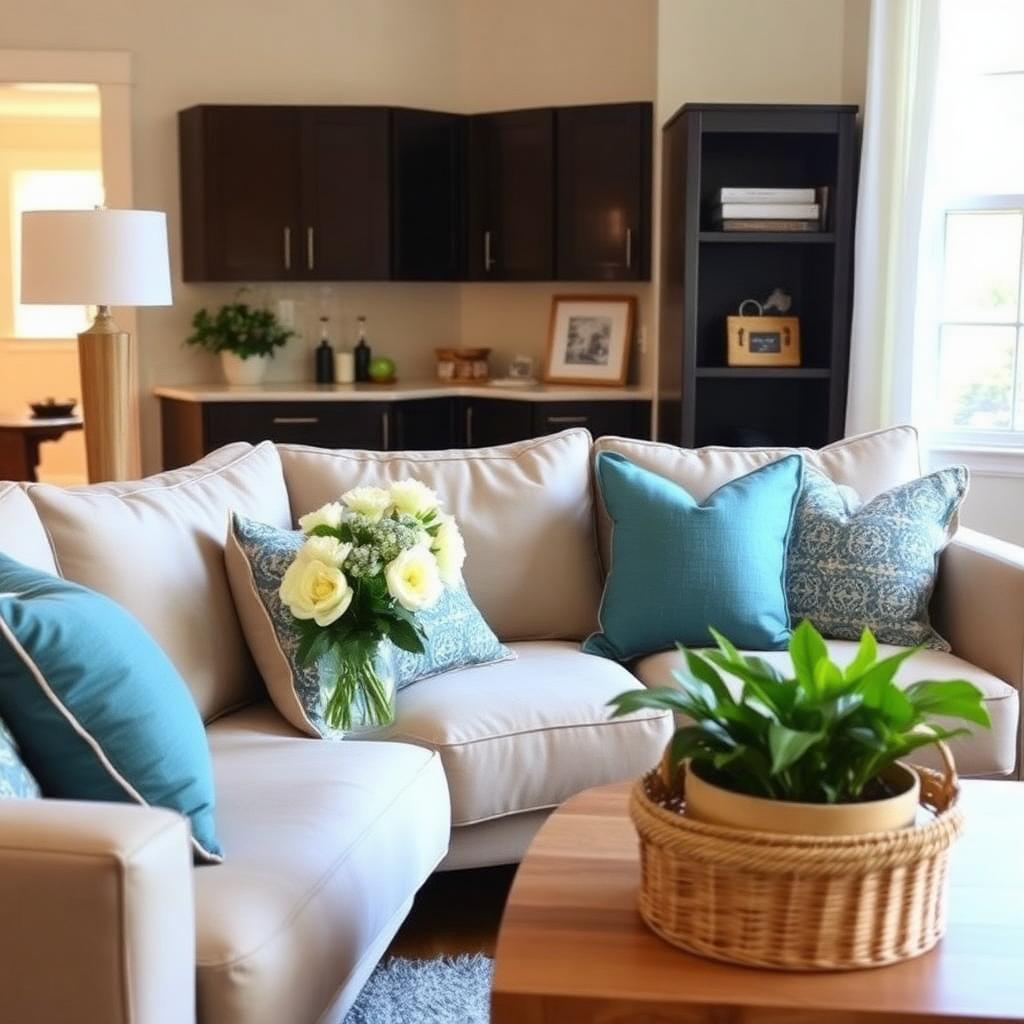 Styled, guest-ready living room