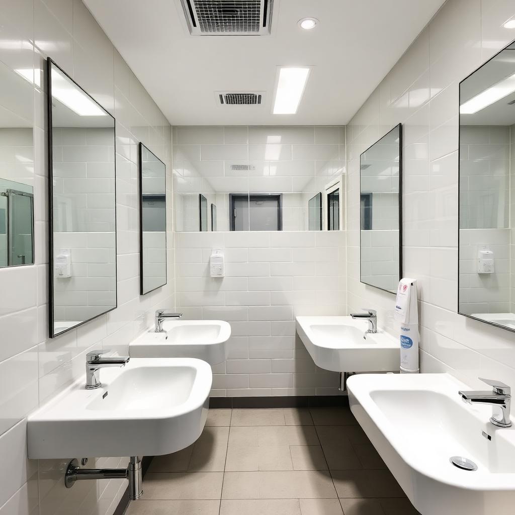 Gleaming commercial restroom