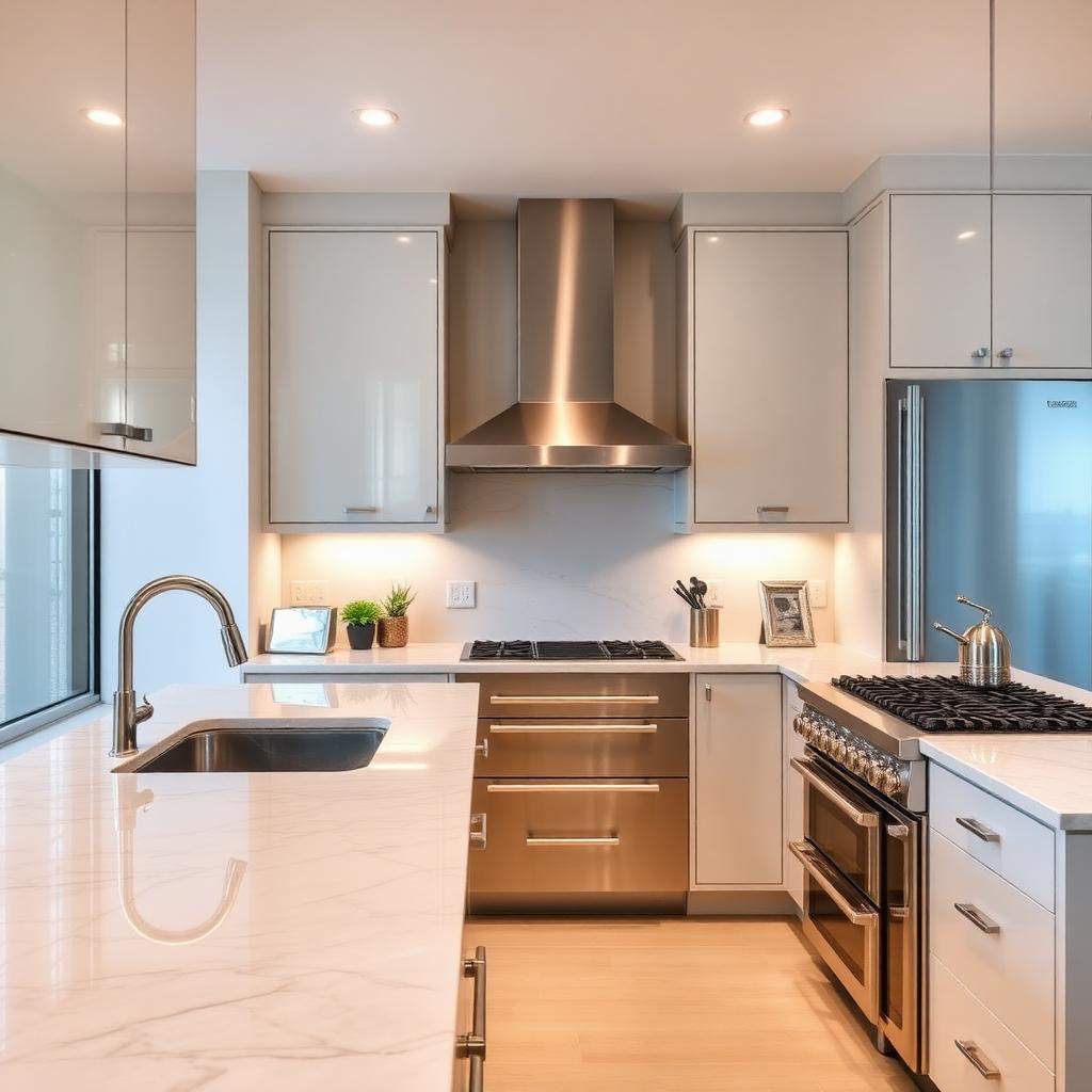 Polished quartz kitchen