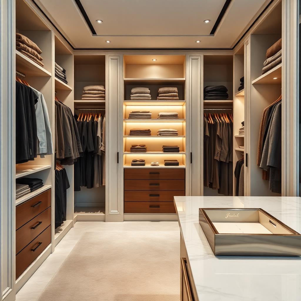 Organized walk-in wardrobe